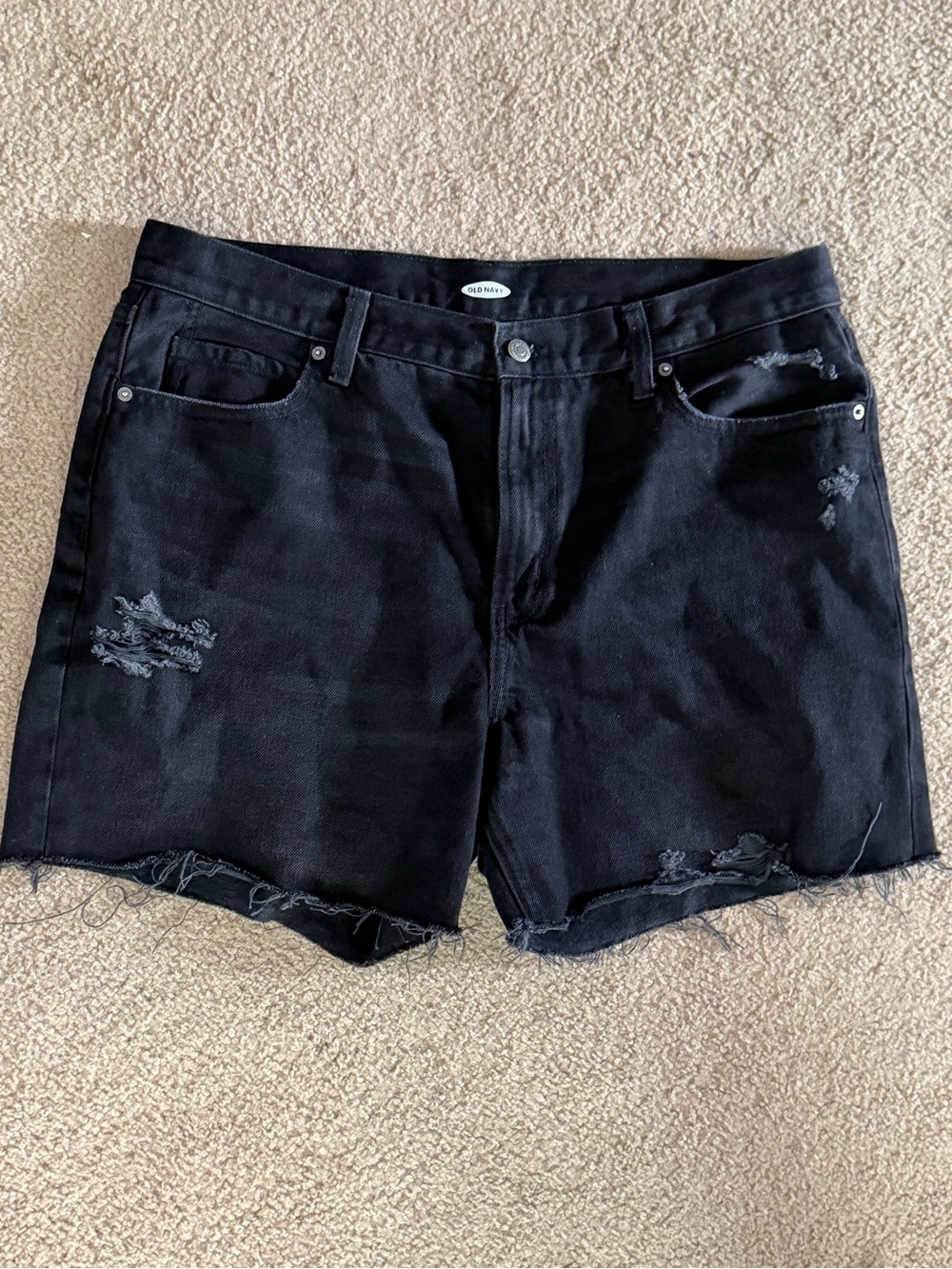 Old Navy distressed, black denim short